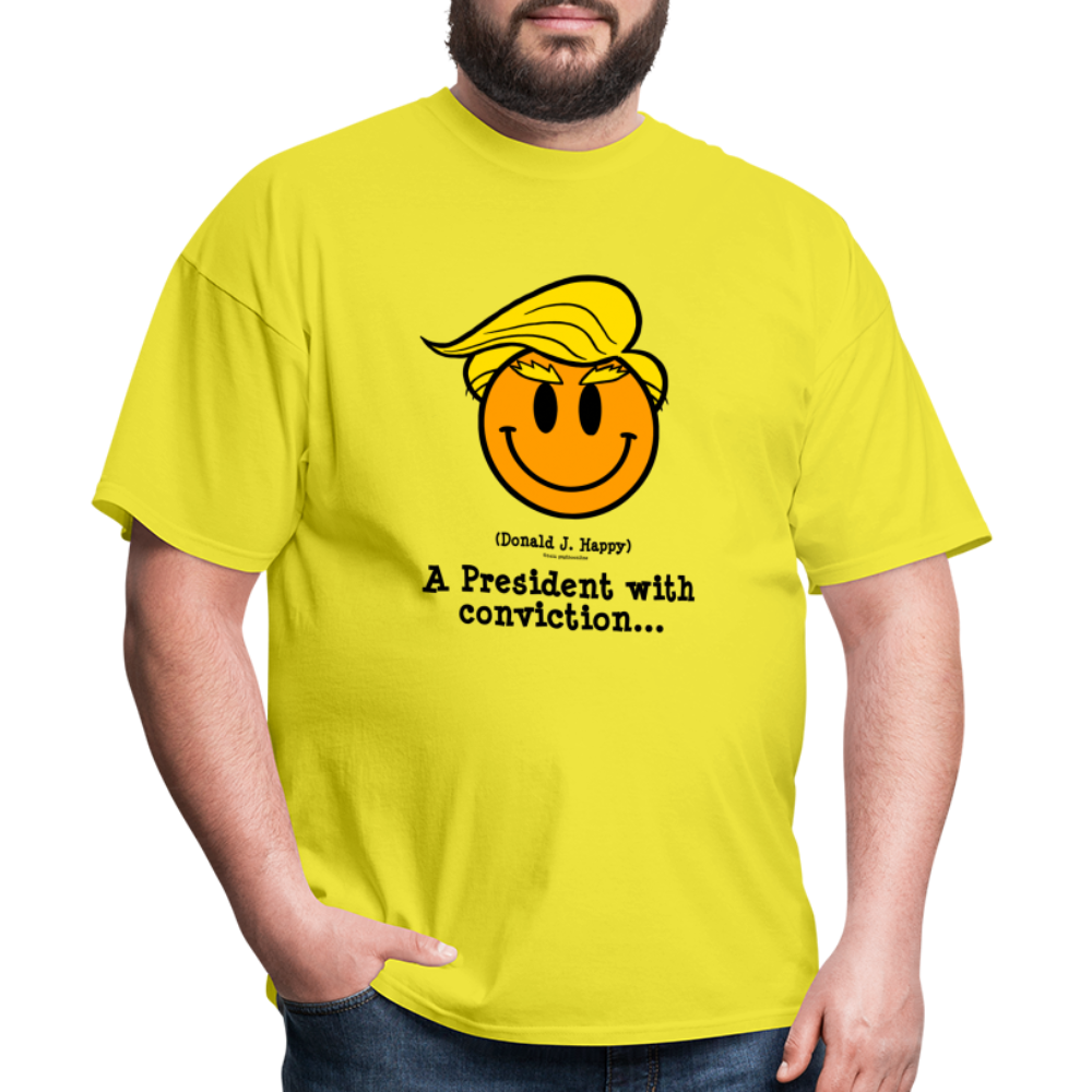 Donald J Happy "A President with Conviction" T-Shirt - yellow