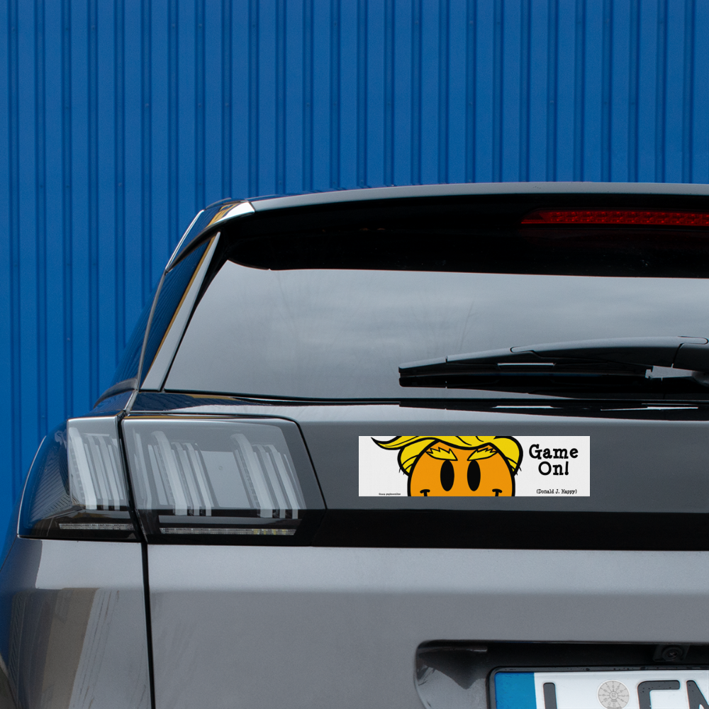 Donald J Happy "Game On!" Bumper Sticker - white matte