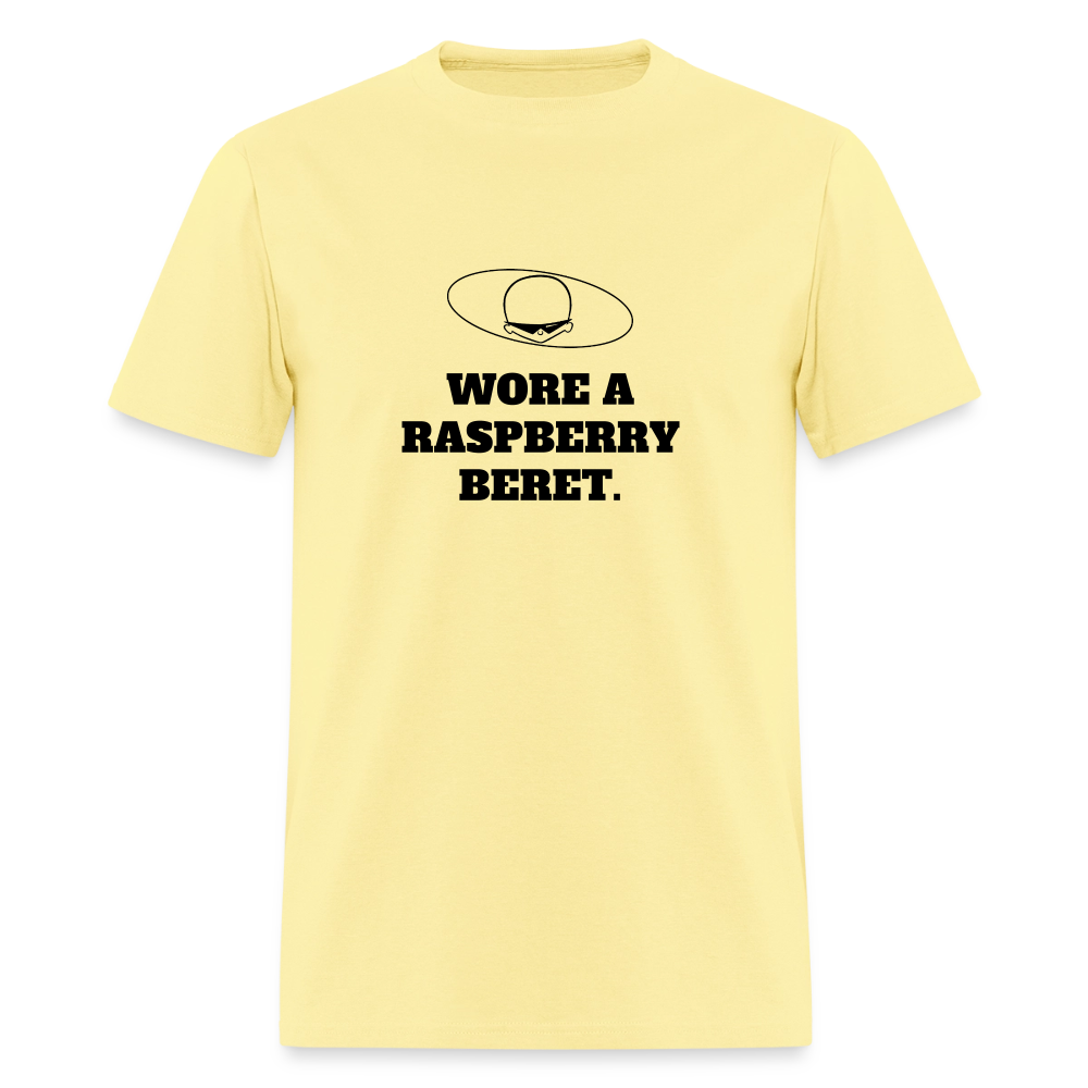 1980s "WORE A RASPBERRY BERET." Pop Progeny T-Shirt (Dark on Light) - cornsilk