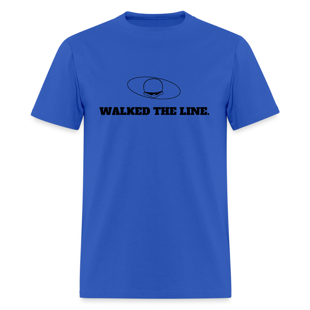 1950s "WALKED THE LINE." Pop Progeny T-Shirt (Dark on Light) - royal blue