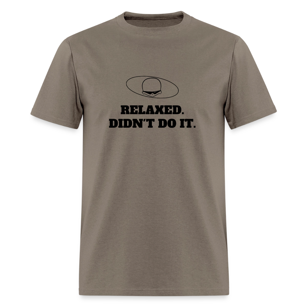 1980s "RELAXED. DIDN'T DO IT." Pop Progeny T-Shirt (Dark on Light) - safari