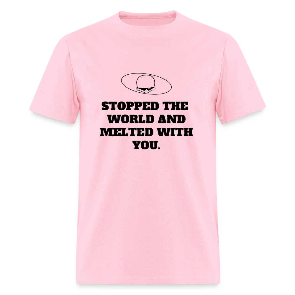 1980s "STOPPED THE WORLD AND MELTED WITH YOU." Pop Progeny T-Shirt (Dark on Light) - pink