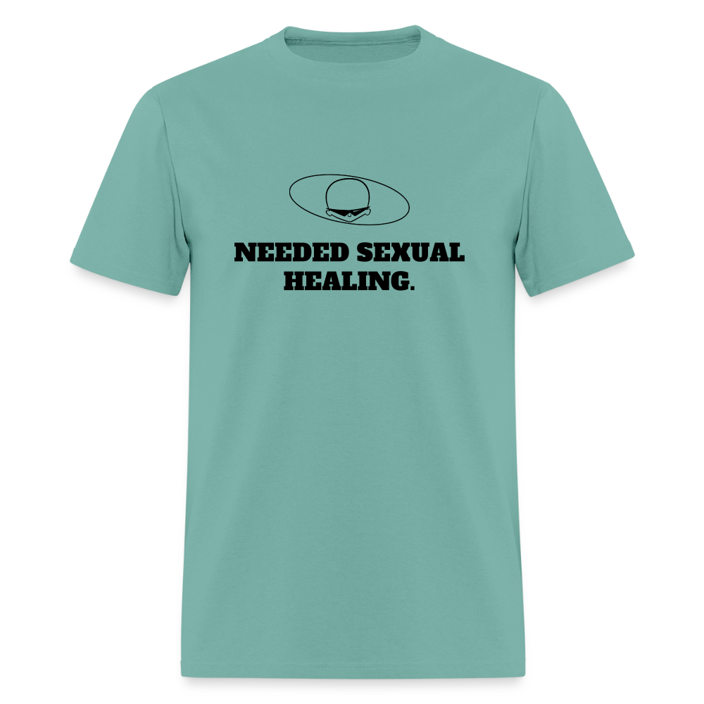 1980s "NEEDED SEXUAL HEALING." Pop Progeny T-Shirt (Dark on Light) - aquatic