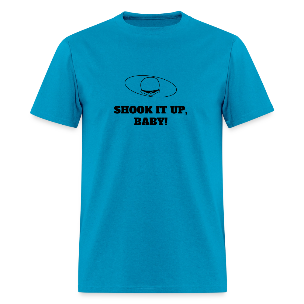 1960s "SHOOK IT UP, BABY." Pop Progeny T-Shirt (Dark on Light) - turquoise