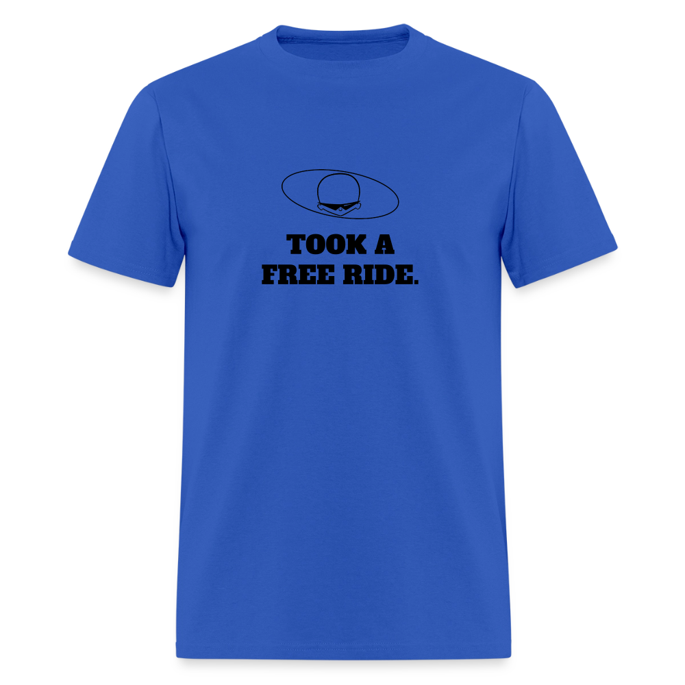 1970s "TOOK A FREE RIDE." Pop Progeny T-Shirt (Dark on Light) - royal blue