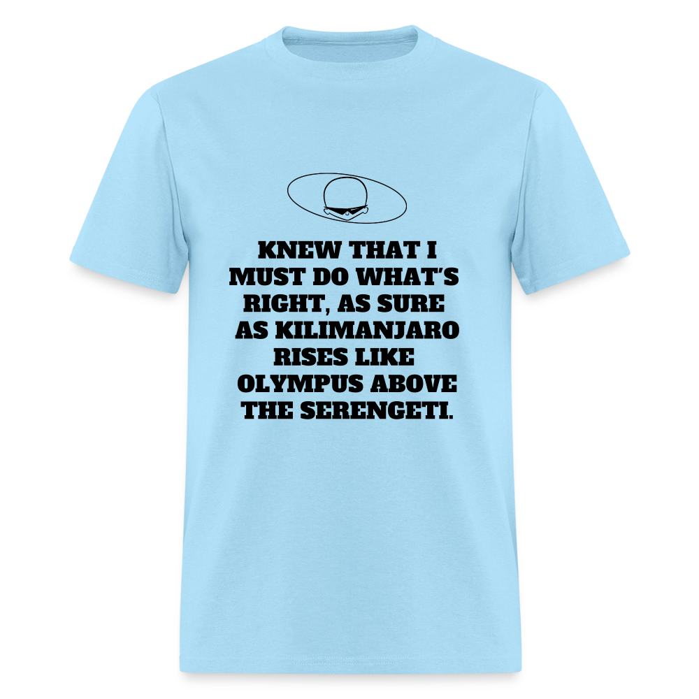 1980s "OLYMPUS ABOVE THE SERENGETI." Pop Progeny T-Shirt (Dark on Light) - powder blue