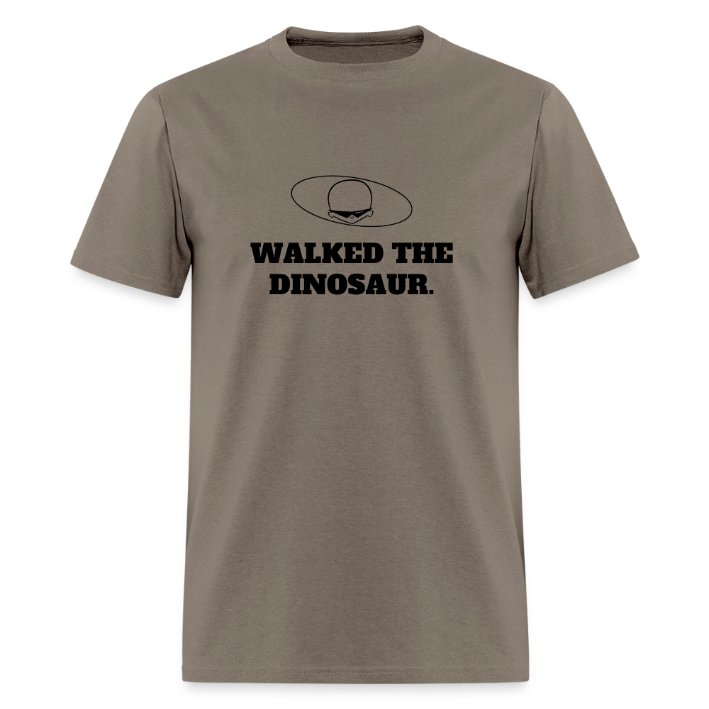 1980s "WALKED THE DINOSAUR." Pop Progeny T-Shirt (Dark on Light) - safari
