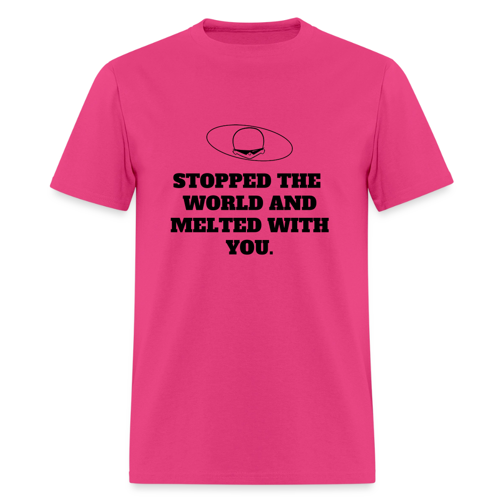 1980s "STOPPED THE WORLD AND MELTED WITH YOU." Pop Progeny T-Shirt (Dark on Light) - fuchsia