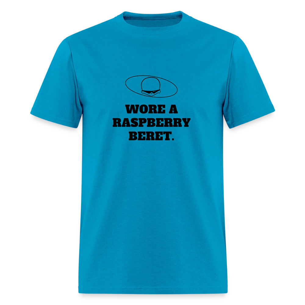 1980s "WORE A RASPBERRY BERET." Pop Progeny T-Shirt (Dark on Light) - turquoise