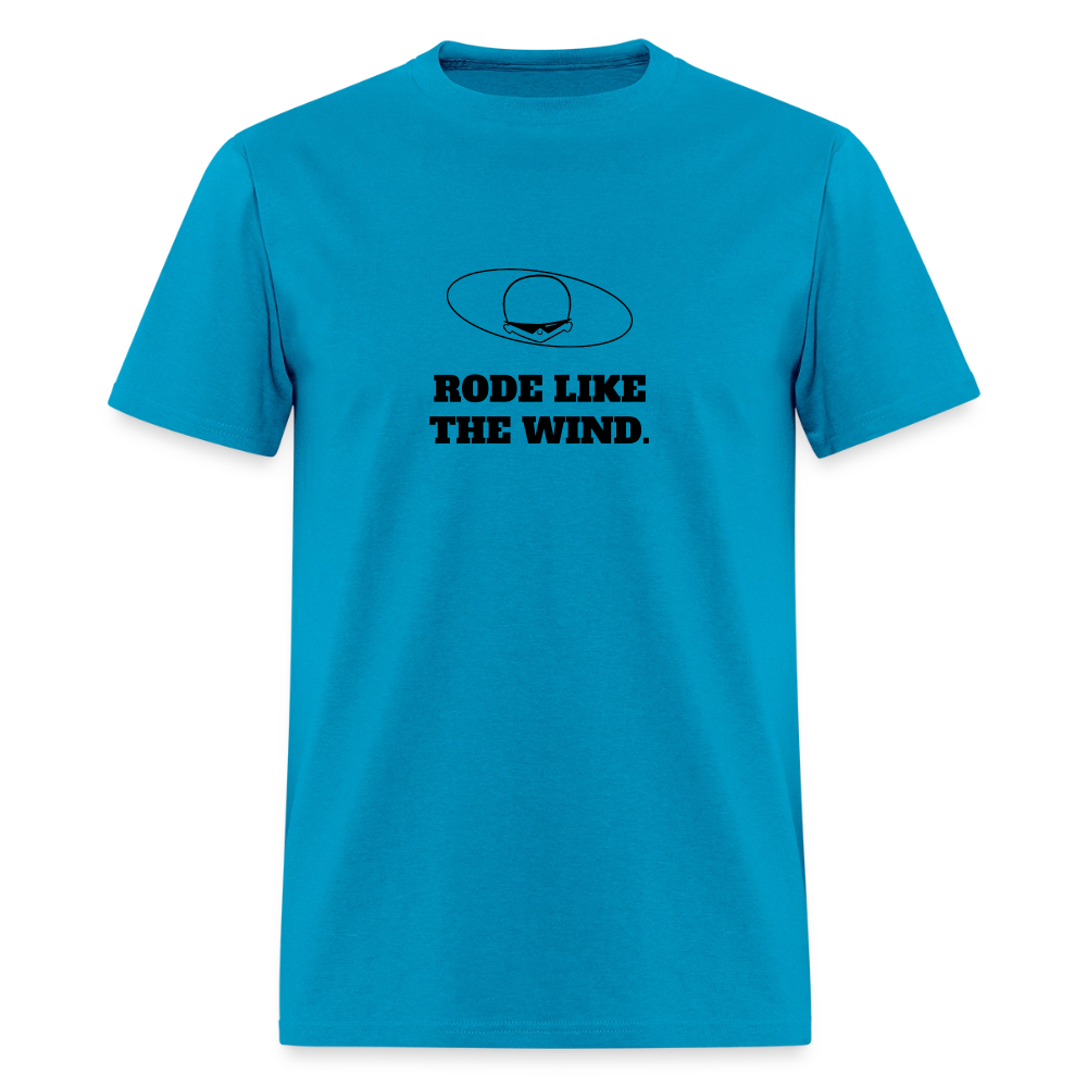 1970s "RODE LIKE THE WIND." Pop Progeny T-Shirt (Dark on Light) - turquoise