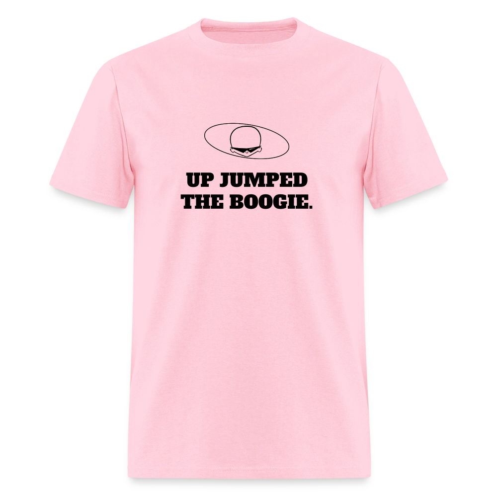 1970s "UP JUMPED THE BOOGIE." Pop Progeny T-Shirt (Dark on Light) - pink