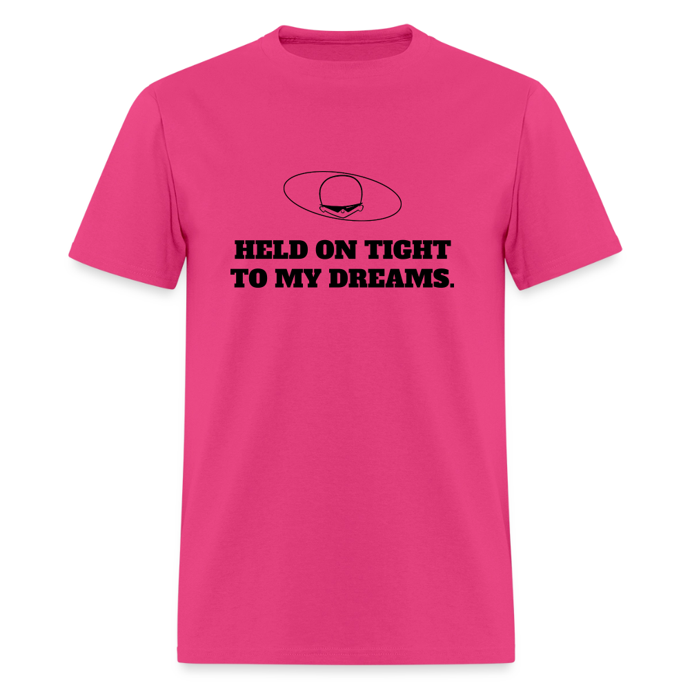 1980s "HELD ON TIGHT TO MY DREAMS." Pop Progeny T-Shirt (Dark on Light) - fuchsia