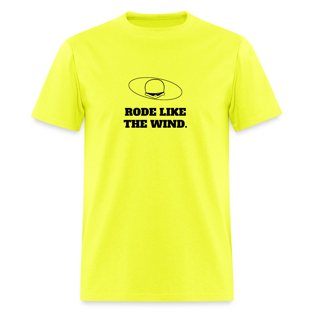 1970s "RODE LIKE THE WIND." Pop Progeny T-Shirt (Dark on Light) - safety green
