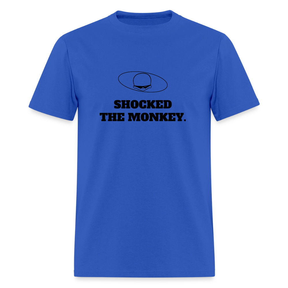 1980s "SHOCKED THE MONKEY." Pop Progeny T-Shirt (Dark on Light) - royal blue