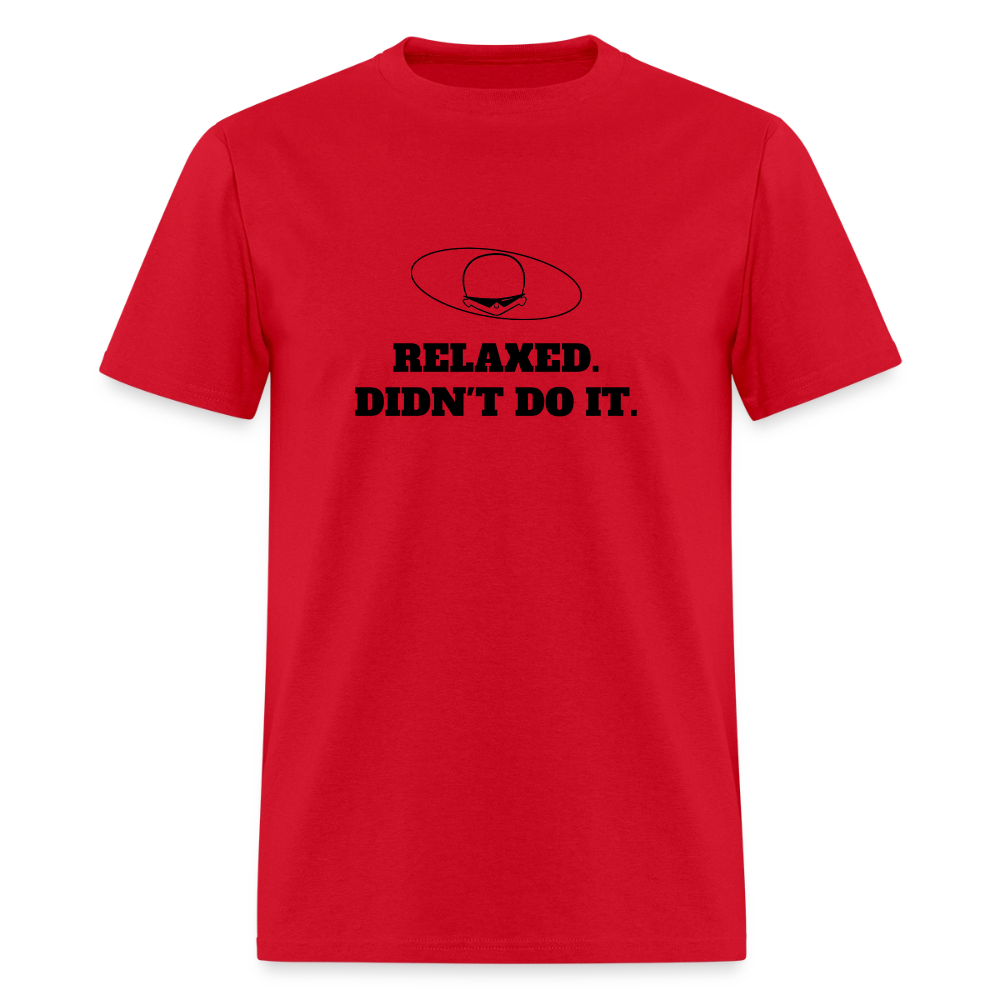1980s "RELAXED. DIDN'T DO IT." Pop Progeny T-Shirt (Dark on Light) - red