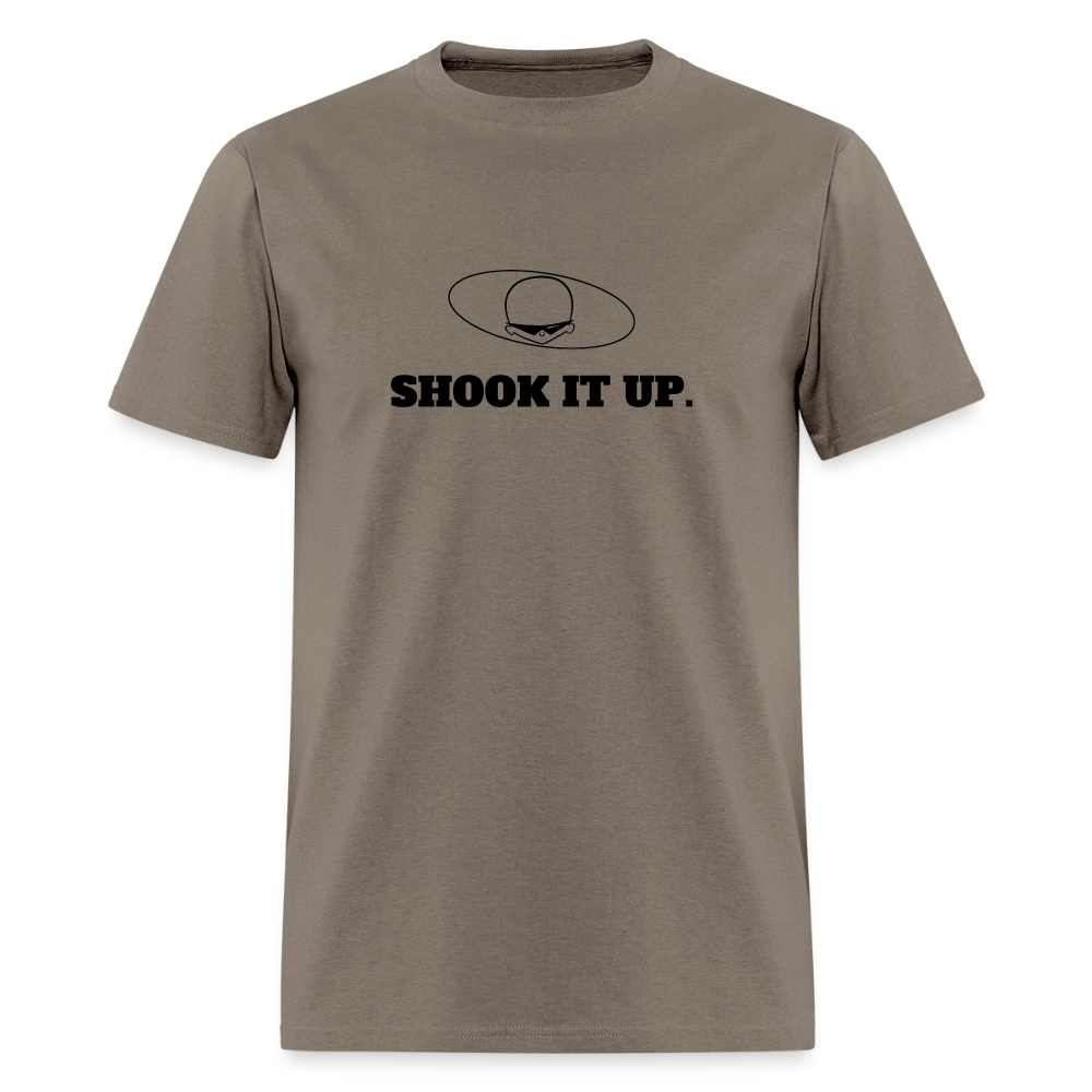 1980s "SHOOK IT UP." Pop Progeny T-Shirt (Dark on Light) - safari