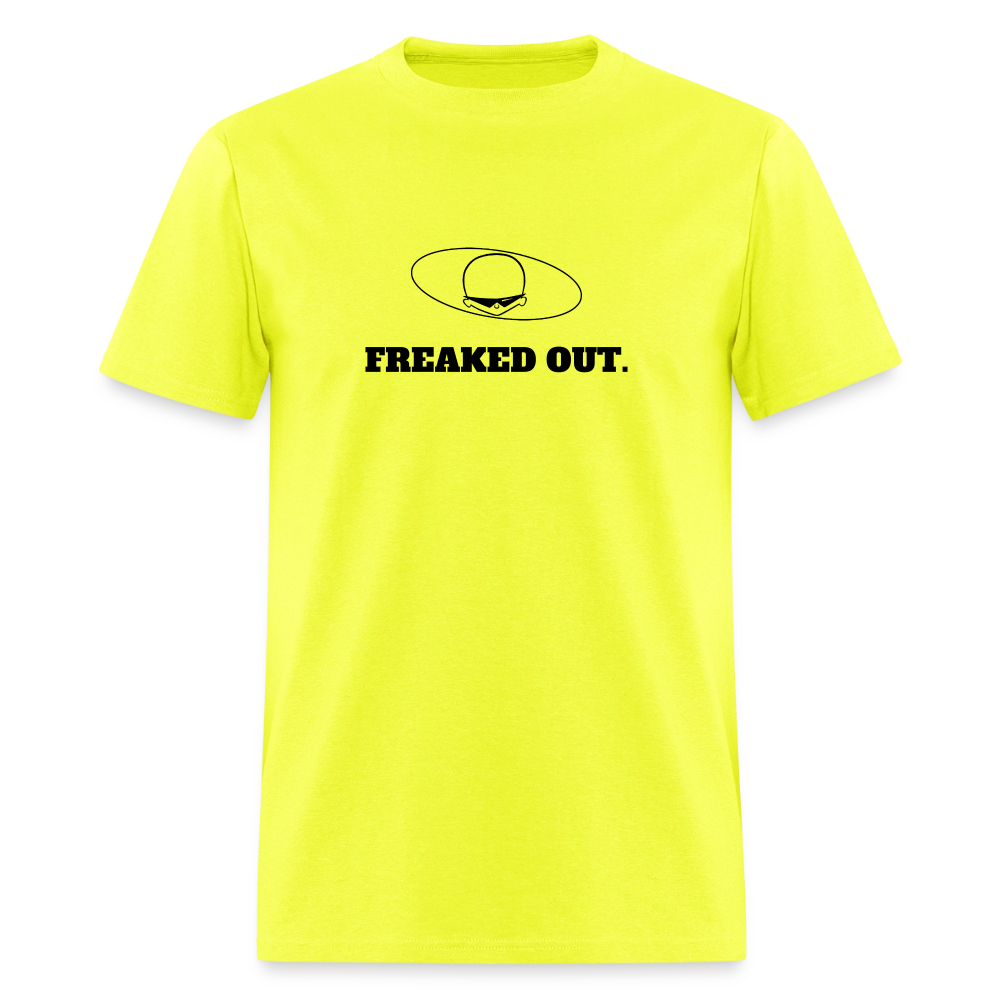 1970s "FREAKED OUT." Pop Progeny T-Shirt (Dark on Light) - safety green