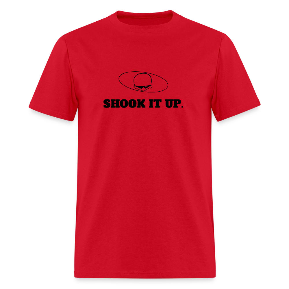 1980s "SHOOK IT UP." Pop Progeny T-Shirt (Dark on Light) - red