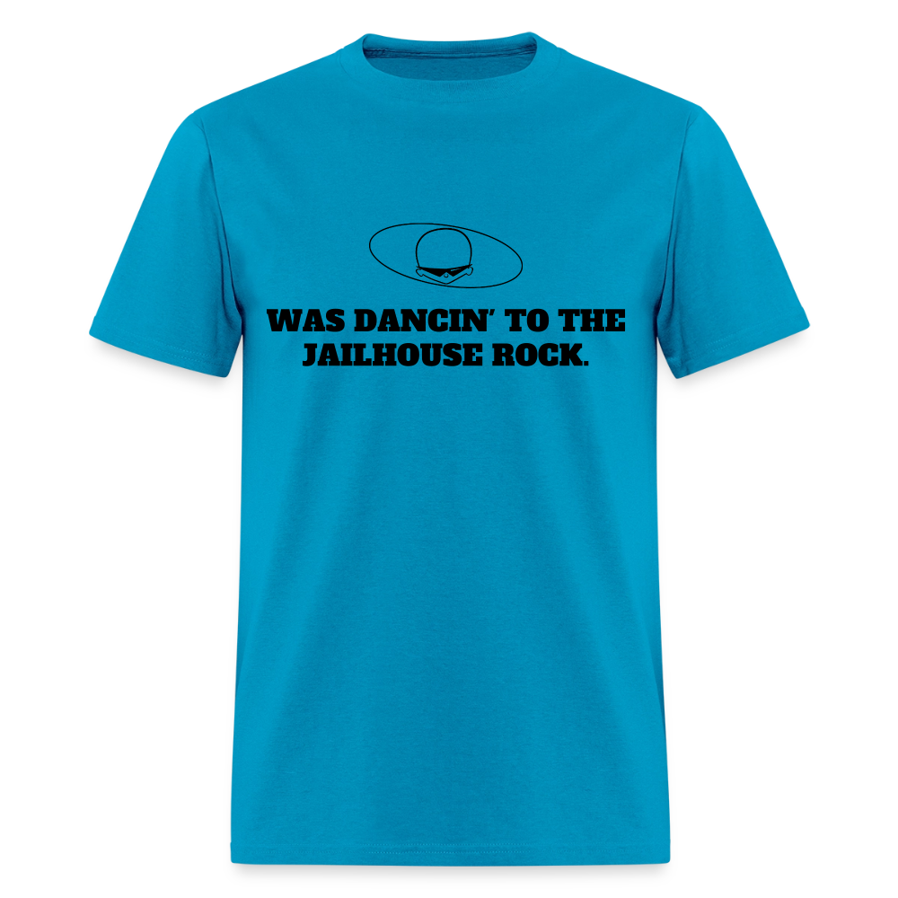 1950s "WAS DANCIN' TO THE JAILHOUSE ROCK." Pop Progeny T-Shirt (Dark on Light) - turquoise
