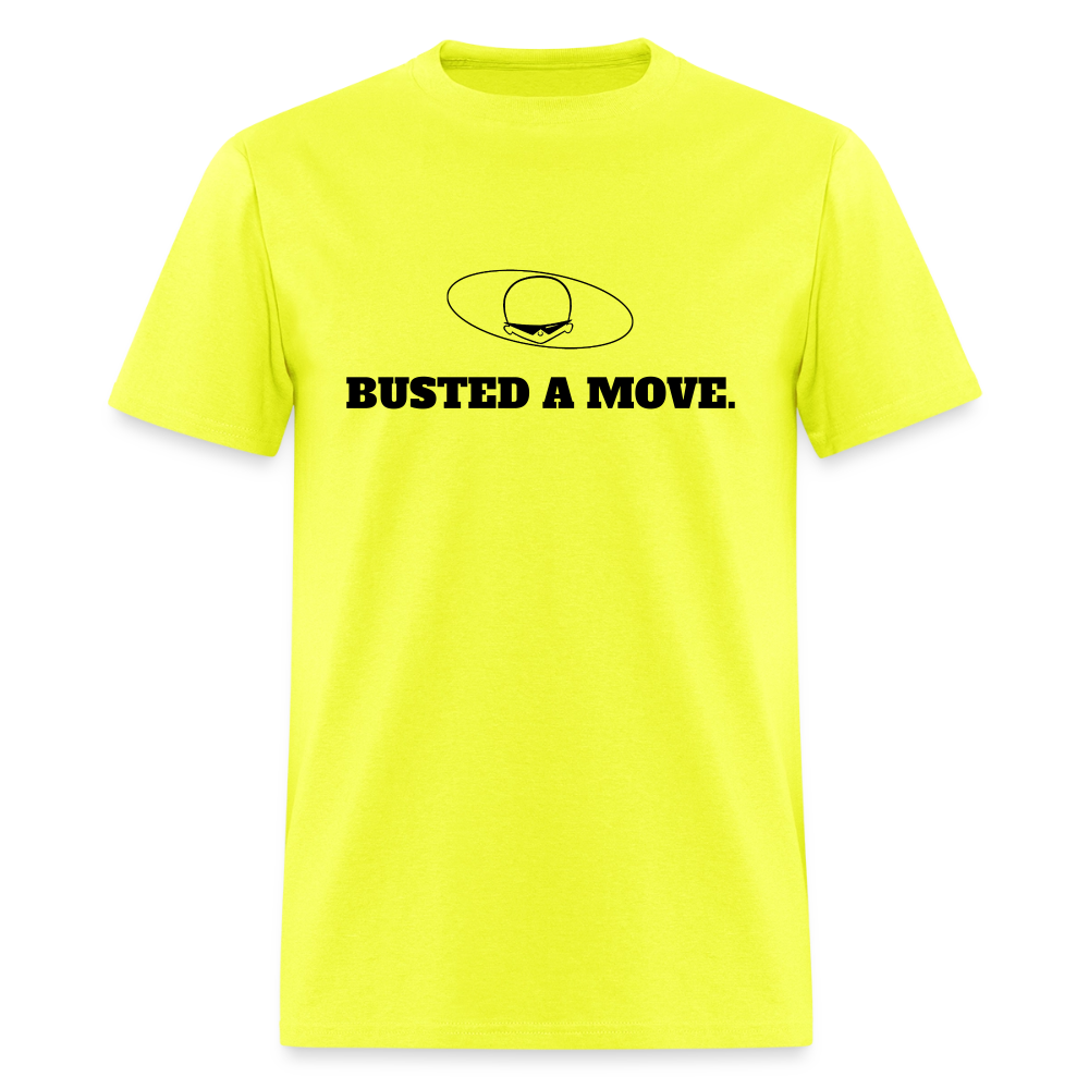 1980s "BUSTED A MOVE." Pop Progeny T-Shirt (Dark on Light) - safety green