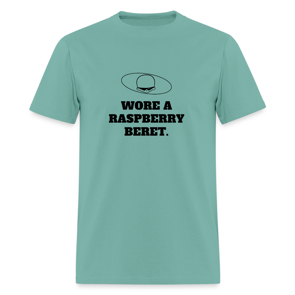 1980s "WORE A RASPBERRY BERET." Pop Progeny T-Shirt (Dark on Light) - aquatic