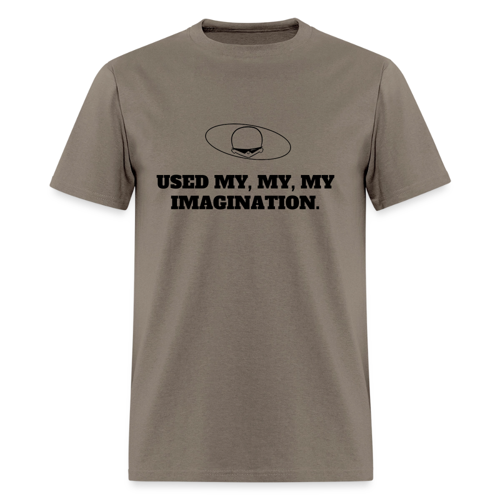 1980s "USED MY, MY, MY IMAGINATION." Pop Progeny T-Shirt (Dark on Light) - safari