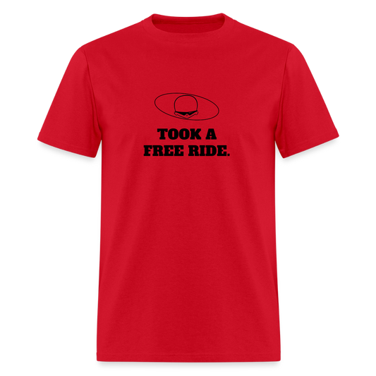 1970s "TOOK A FREE RIDE." Pop Progeny T-Shirt (Dark on Light) - red