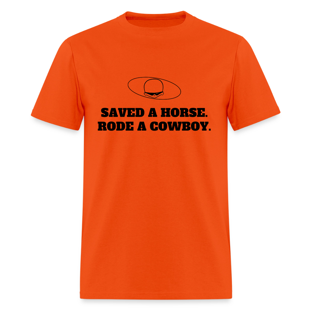 2000s "SAVED A HORSE. RODE A COWBOY" Pop Progeny T-Shirt (Dark on Light) - orange