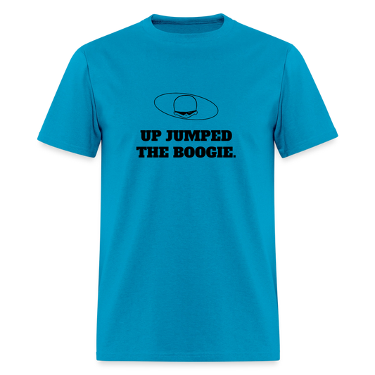 1970s "UP JUMPED THE BOOGIE." Pop Progeny T-Shirt (Dark on Light) - turquoise