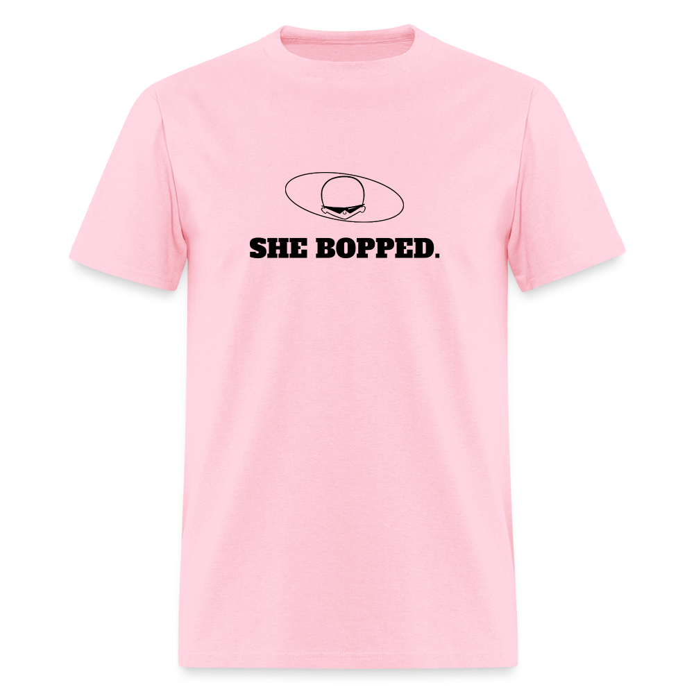 1980s "SHE BOPPED." Pop Progeny T-Shirt (Dark on Light) - pink