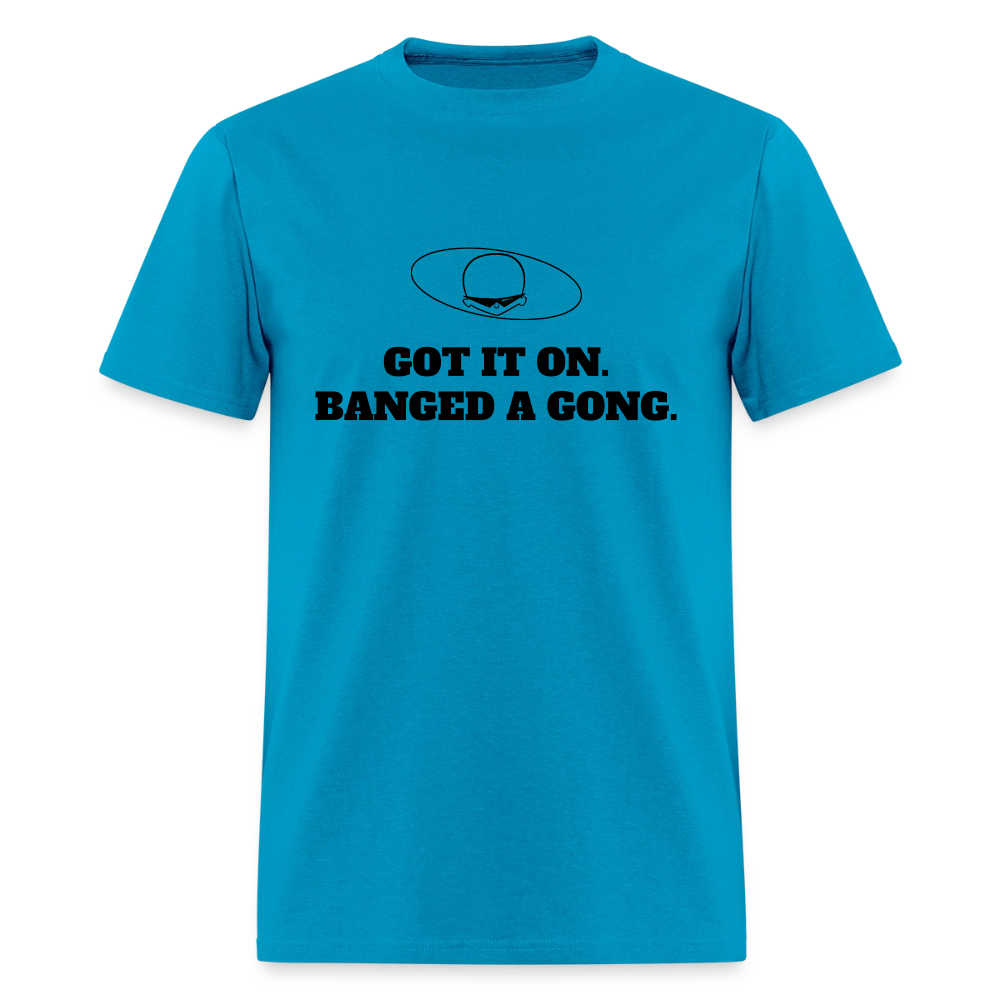 1980s "GOT IT ON. BANGED A GONG." Pop Progeny T-Shirt (Dark on Light) - turquoise