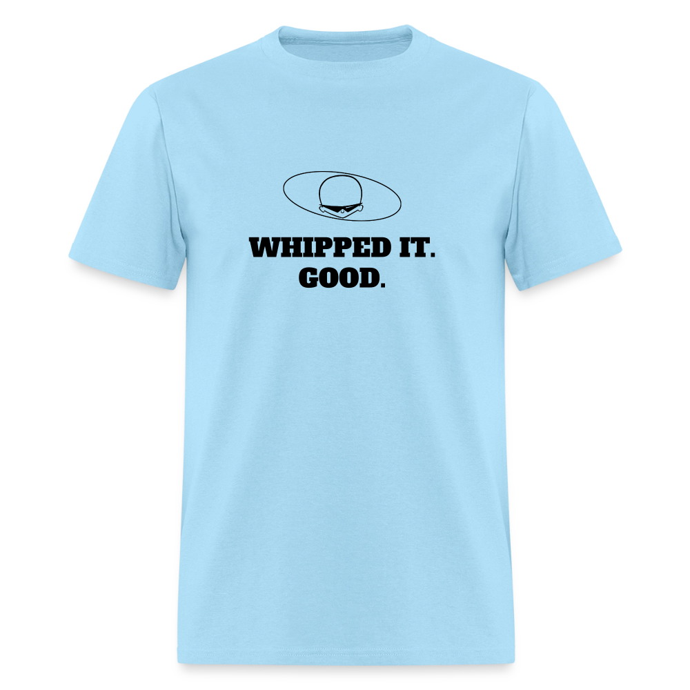 1980s "WHIPPED IT. GOOD." Pop Progeny T-Shirt (Dark on Light) - powder blue