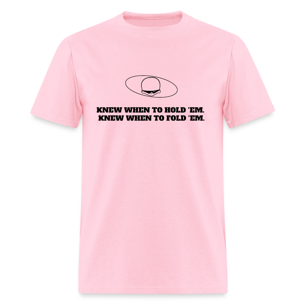 1980s "KNEW WHEN TO HOLD 'EM." Pop Progeny T-Shirt (Dark on Light) - pink
