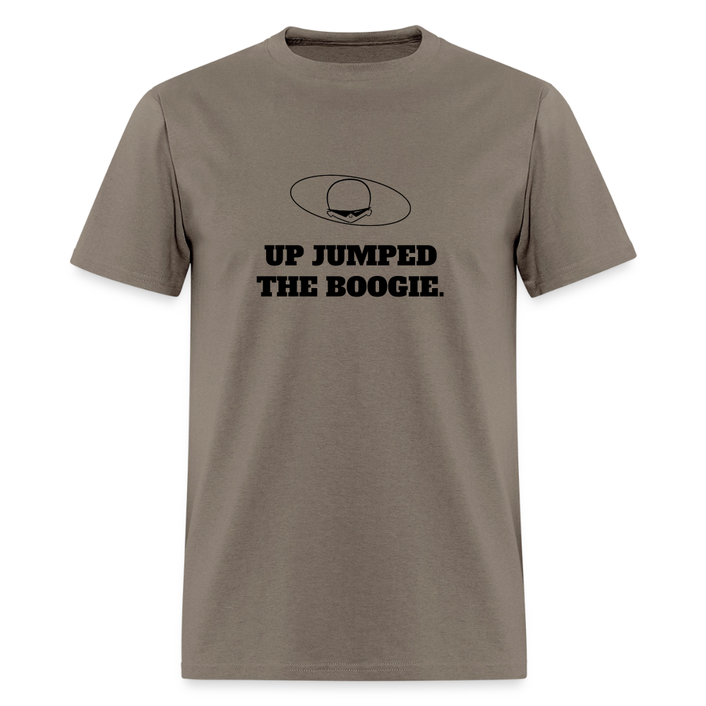 1970s "UP JUMPED THE BOOGIE." Pop Progeny T-Shirt (Dark on Light) - safari