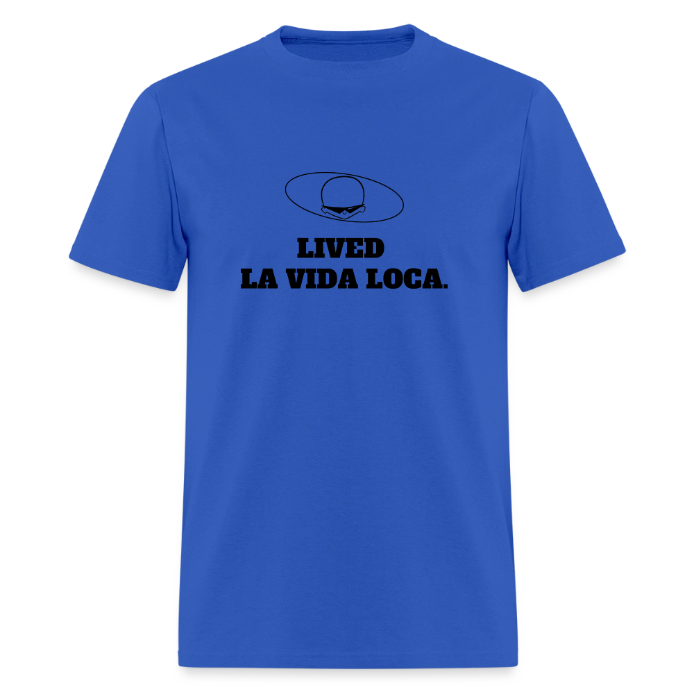1990s "LIVED LA VIDA LOCA." Pop Progeny T-Shirt (Dark on Light) - royal blue
