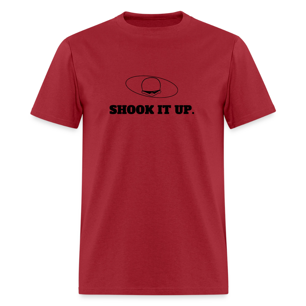 1980s "SHOOK IT UP." Pop Progeny T-Shirt (Dark on Light) - true red