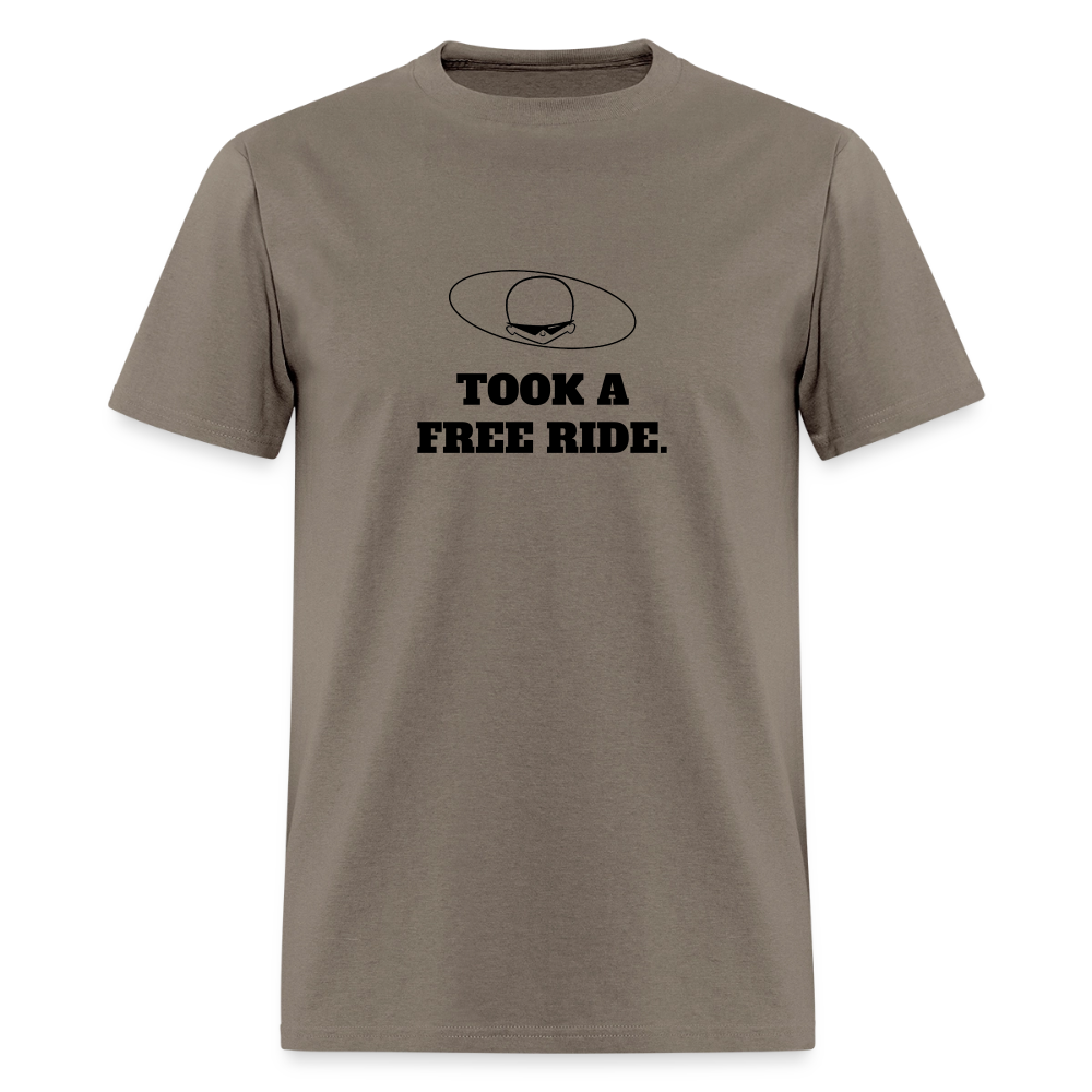 1970s "TOOK A FREE RIDE." Pop Progeny T-Shirt (Dark on Light) - safari