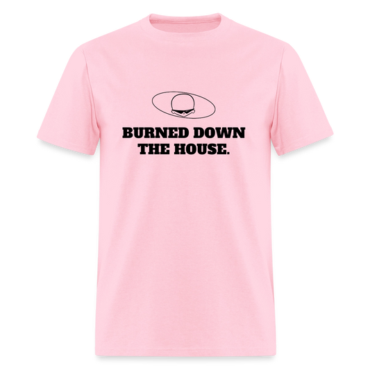 1980s "BURNED DOWN THE HOUSE." Pop Progeny T-Shirt (Dark on Light) - pink