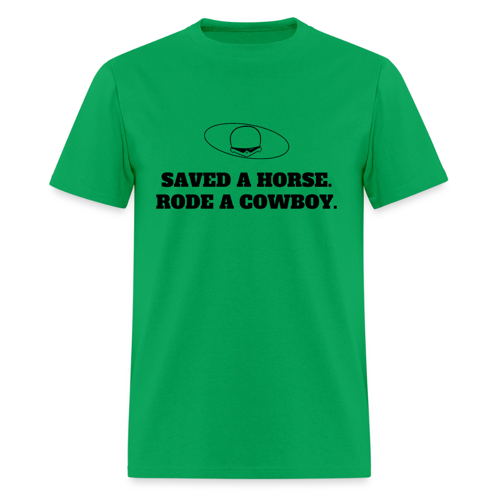 2000s "SAVED A HORSE. RODE A COWBOY" Pop Progeny T-Shirt (Dark on Light) - bright green