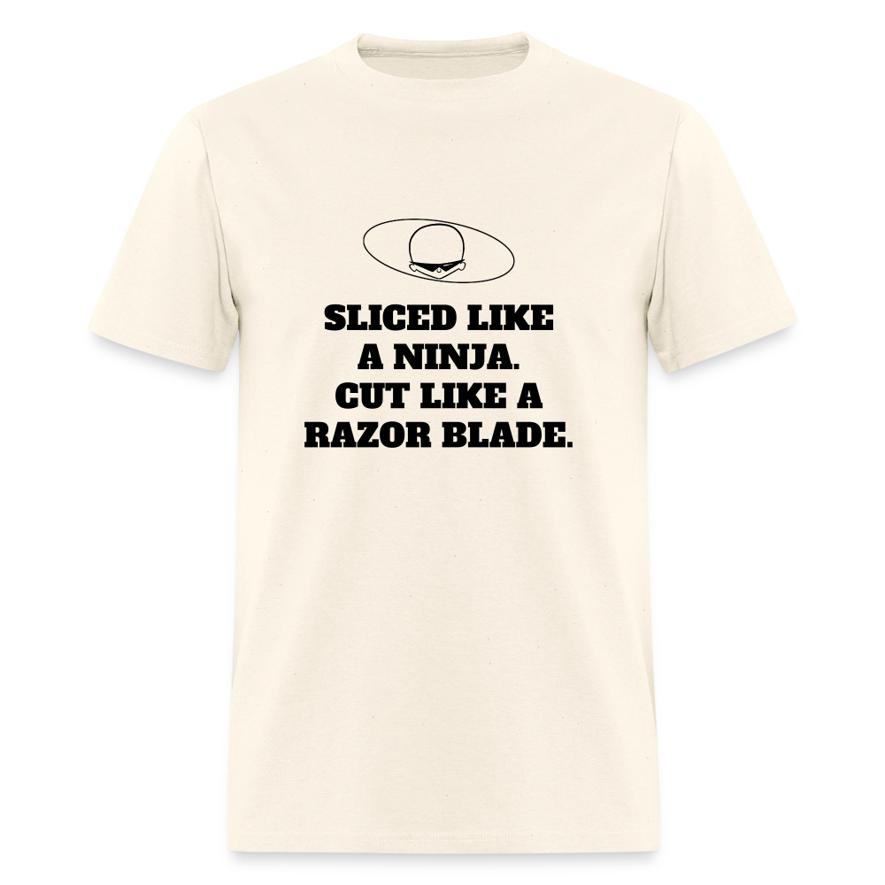 1990s "SLICED LIKE A NINJA. CUT LIKE A RAZOR BLADE." Pop Progeny T-Shirt (Dark on Light) - sweet cream heather