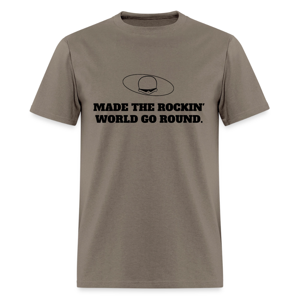 1980s "MADE THE ROCKIN' WORLD GO ROUND." Pop Progeny T-Shirt (Dark on Light) - safari