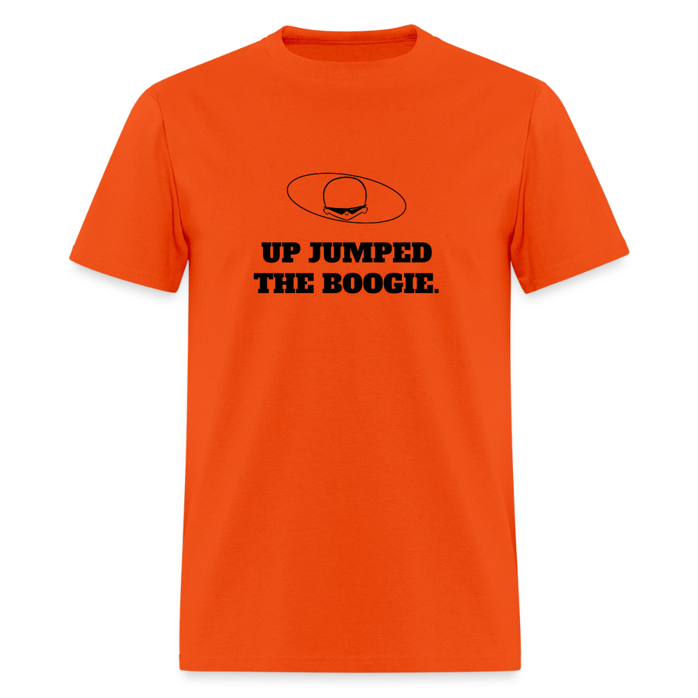 1970s "UP JUMPED THE BOOGIE." Pop Progeny T-Shirt (Dark on Light) - orange