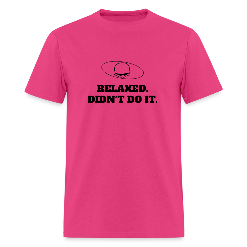 1980s "RELAXED. DIDN'T DO IT." Pop Progeny T-Shirt (Dark on Light) - fuchsia