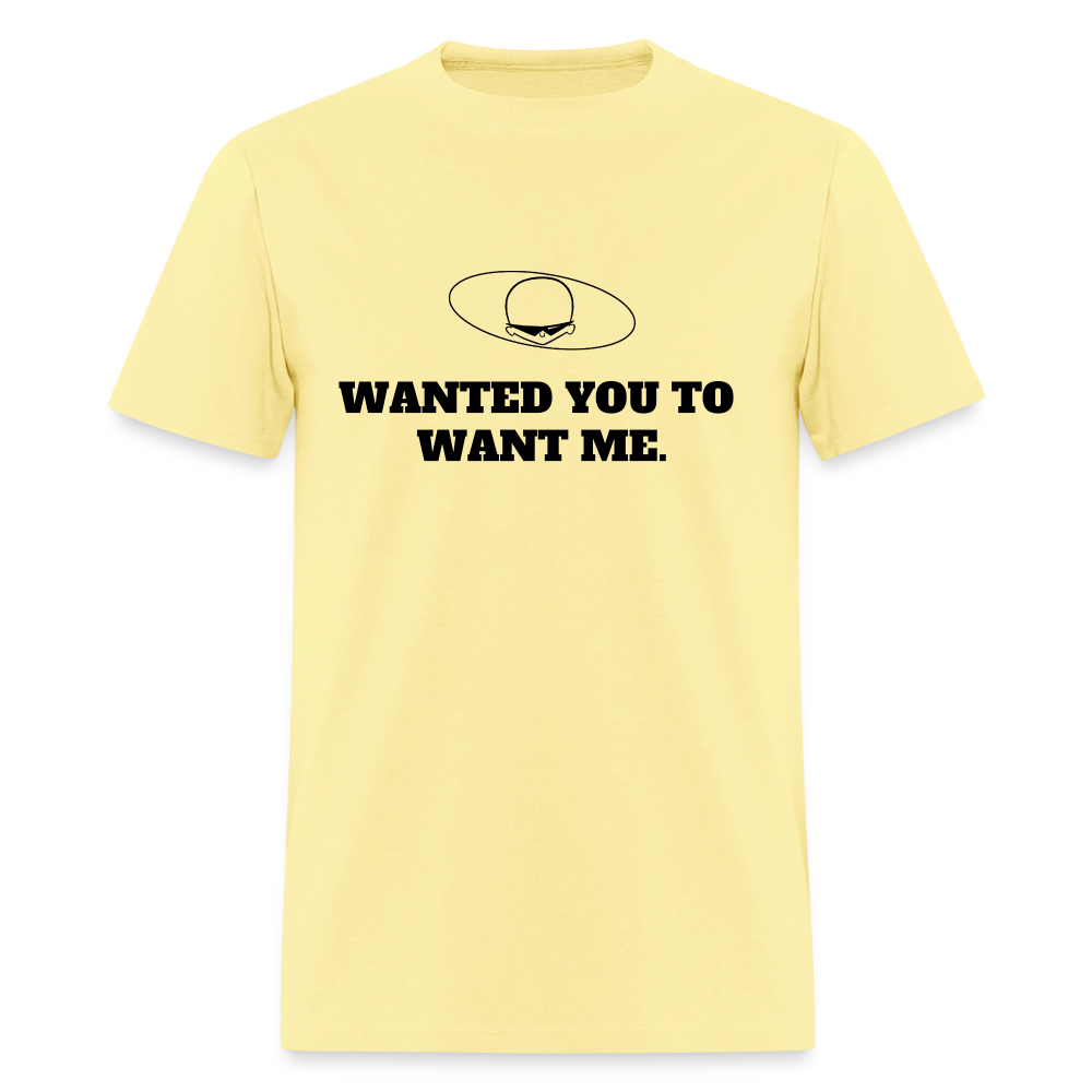 1980s "WANTED YOU TO WANT ME." Pop Progeny T-Shirt (Dark on Light) - cornsilk