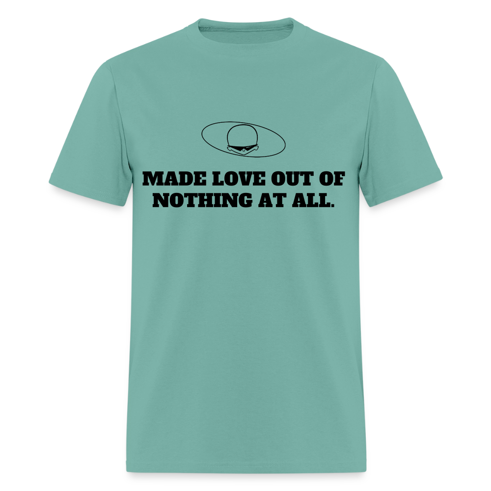 1980s "MADE LOVE OUT OF NOTHING AT ALL" Pop Progeny T-Shirt (Dark on Light) - aquatic