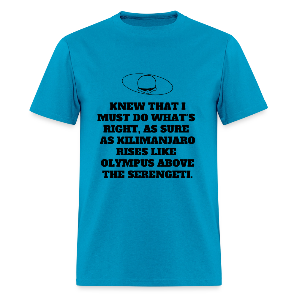 1980s "OLYMPUS ABOVE THE SERENGETI." Pop Progeny T-Shirt (Dark on Light) - turquoise