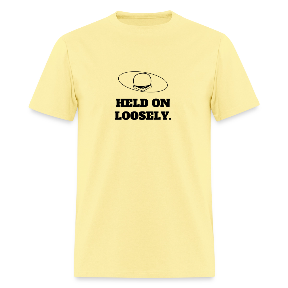 1980s "HELD ON LOOSELY." Pop Progeny T-Shirt (Dark on Light) - cornsilk