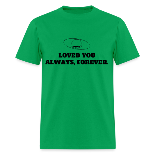 1990s "LOVED YOU ALWAYS, FOREVER." Pop Progeny T-Shirt (Dark on Light) - bright green