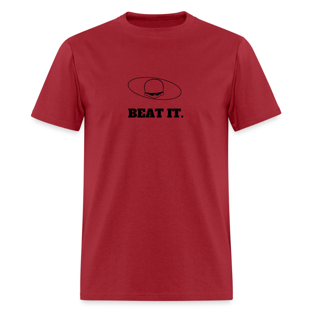 1980s "BEAT IT." Pop Progeny T-Shirt (Dark on Light) - dark red