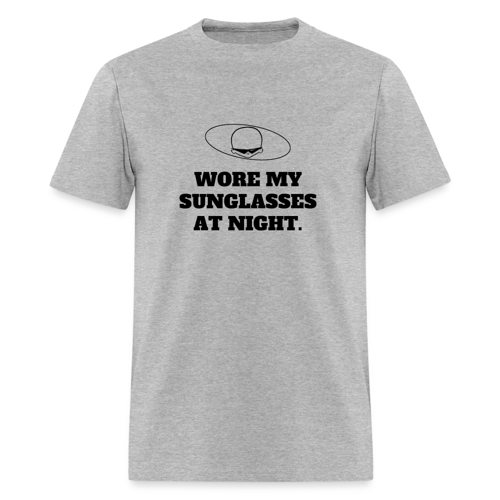 1980s "WORE MY SUNGLASSES AT NIGHT" Pop Progeny T-Shirt (Dark on Light) - heather gray